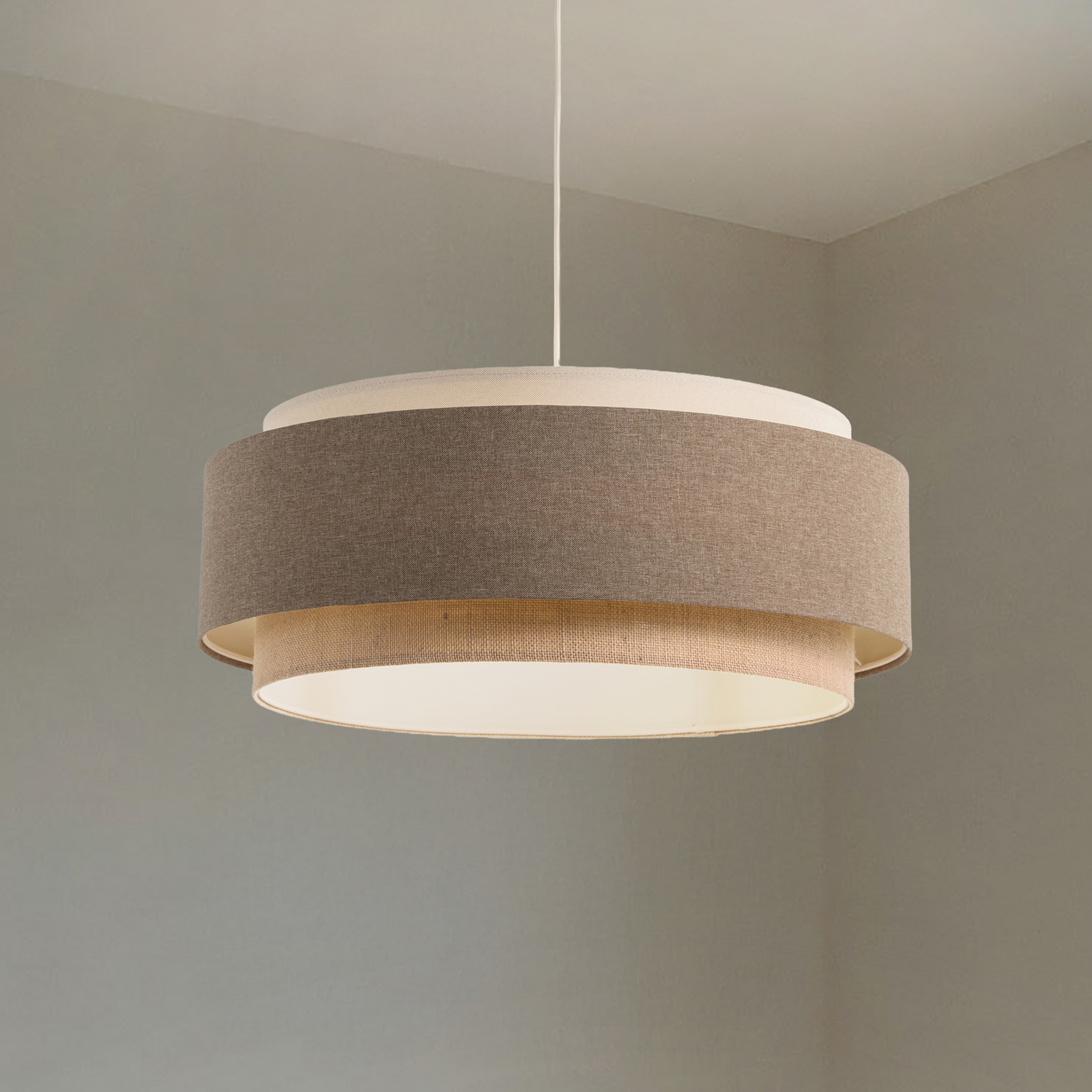 Boho Elegante hanglamp, bruin/beige/crème, Ø 60cm, textiel